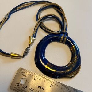 Blue and Gold Pendant Necklace